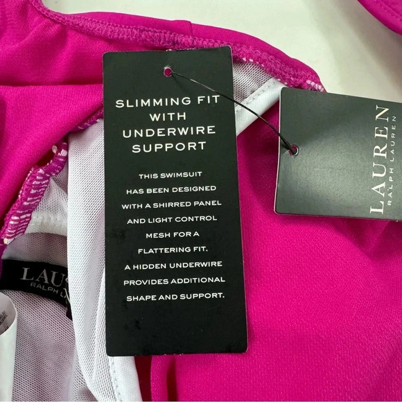 Lauren Ralph Lauren Beach Club Twisted One Piece Swimsuit Magenta Size 10 NWT - Picture 9 of 12